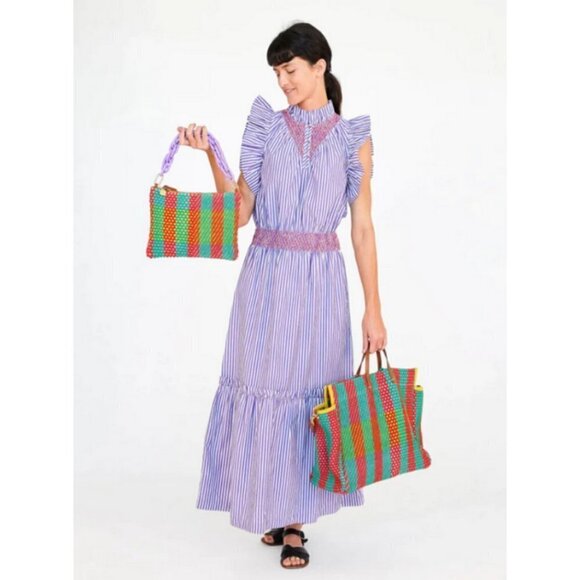 💕CLARE V. ANTHROPOLOGIE💕 Joelle Dress ~ Lilac Striped Print Large L NWT - Picture 6 of 16